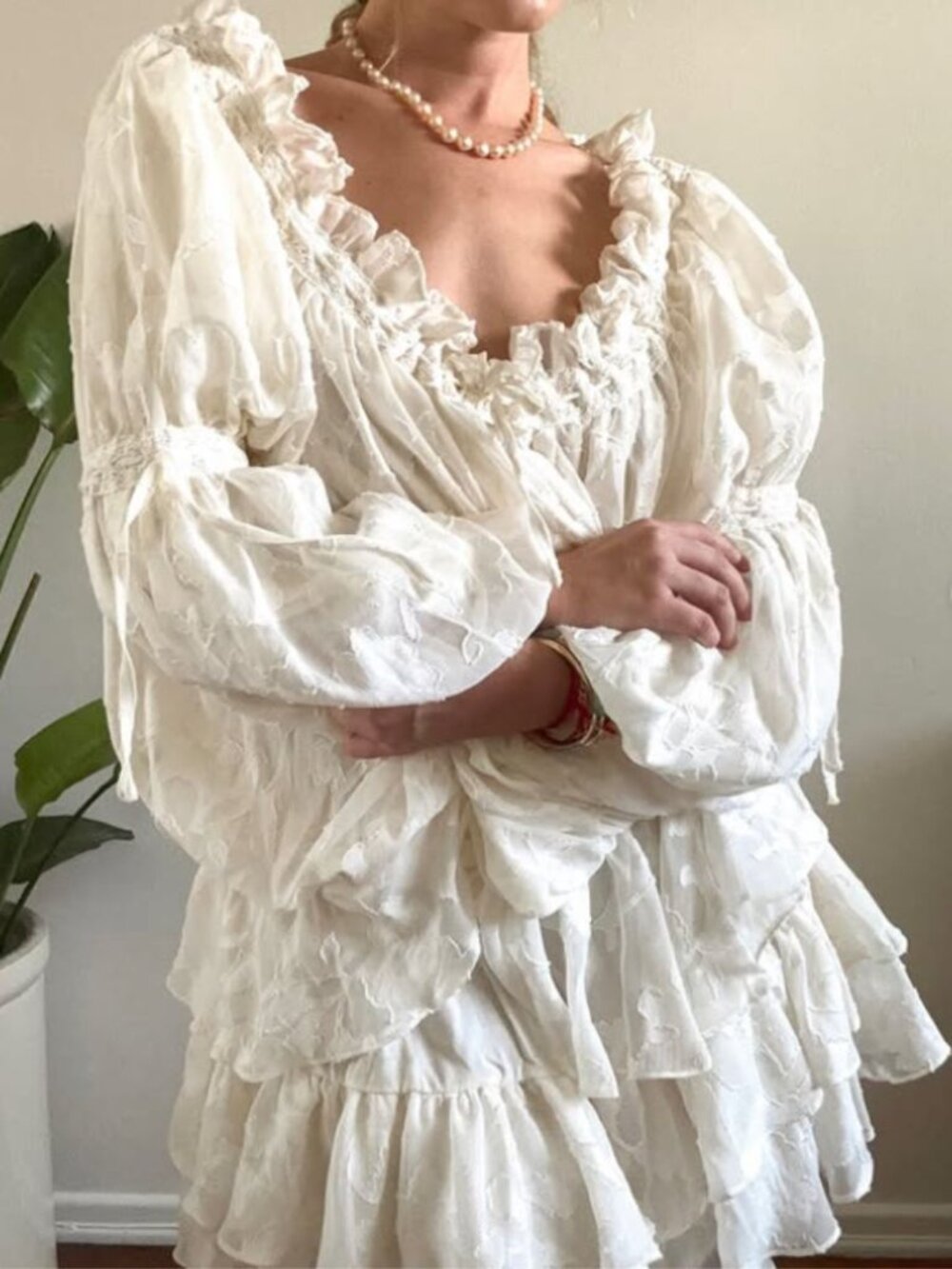 The Bekk Elora Dress Ivory‎ Lace Floral Off Shoulder Mini NWT Size XS/S - Picture 3 of 13